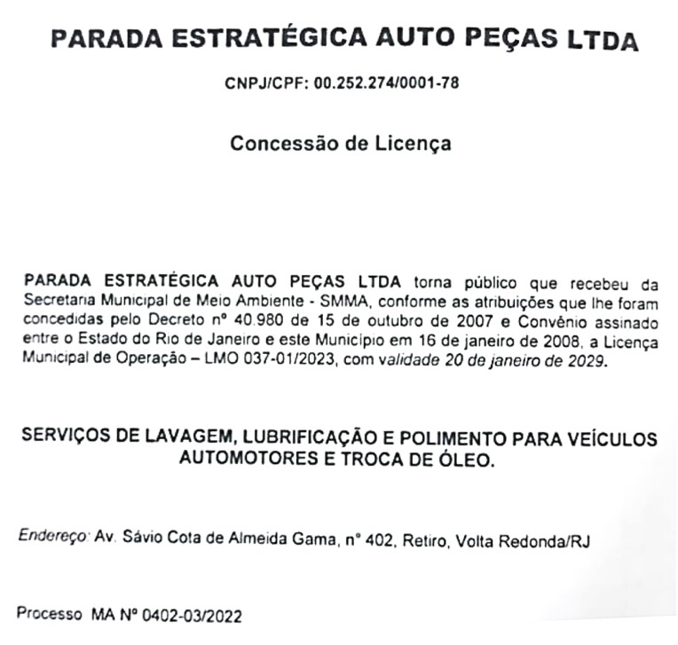 Publicação de Licença – LMO 037-01/2023