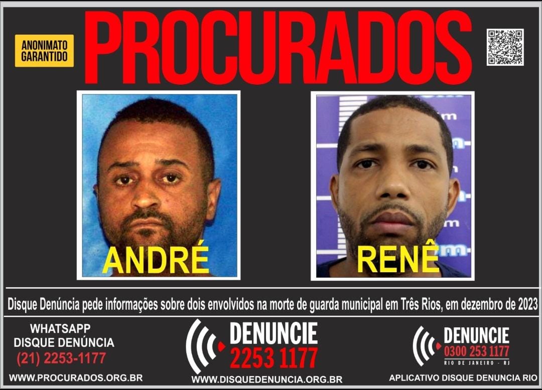 Disque Denúncia procura dois acusados de participação na morte de guarda municipal em Três Rios