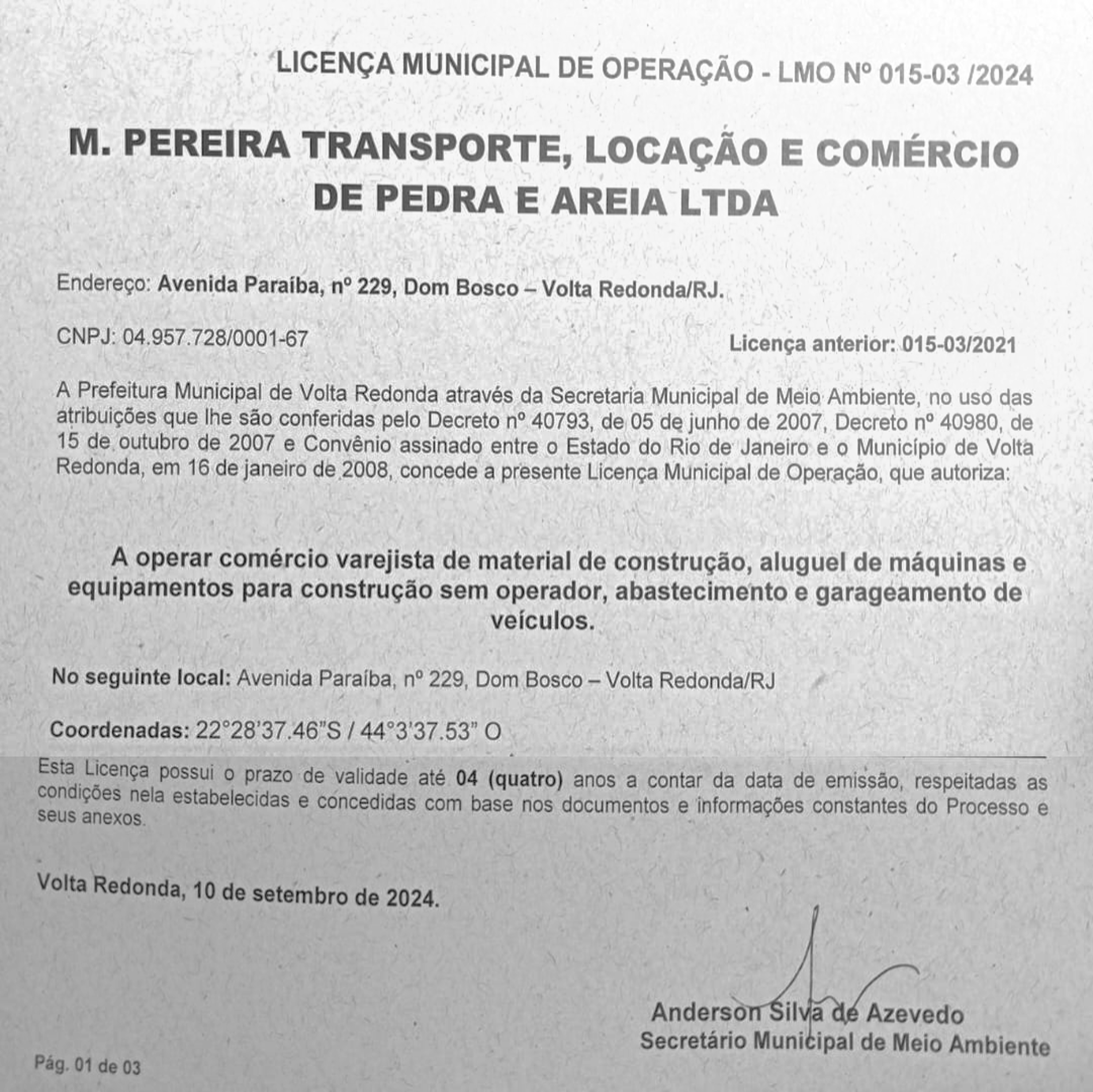 Licença Municipal de Operação