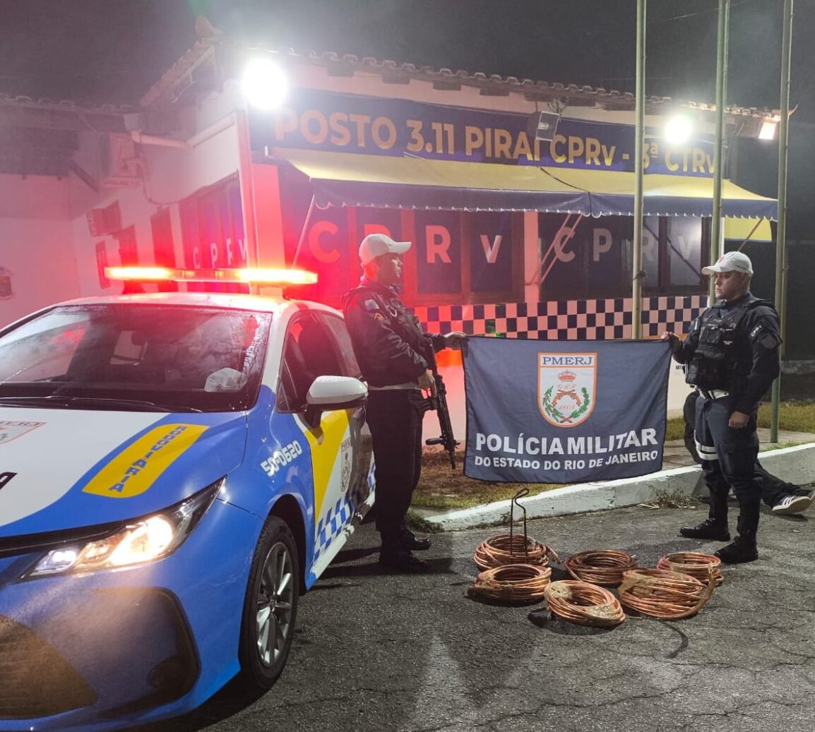 Trio é preso transportando cerca de 150 kg de cabos de cobre furtados da Light em Piraí