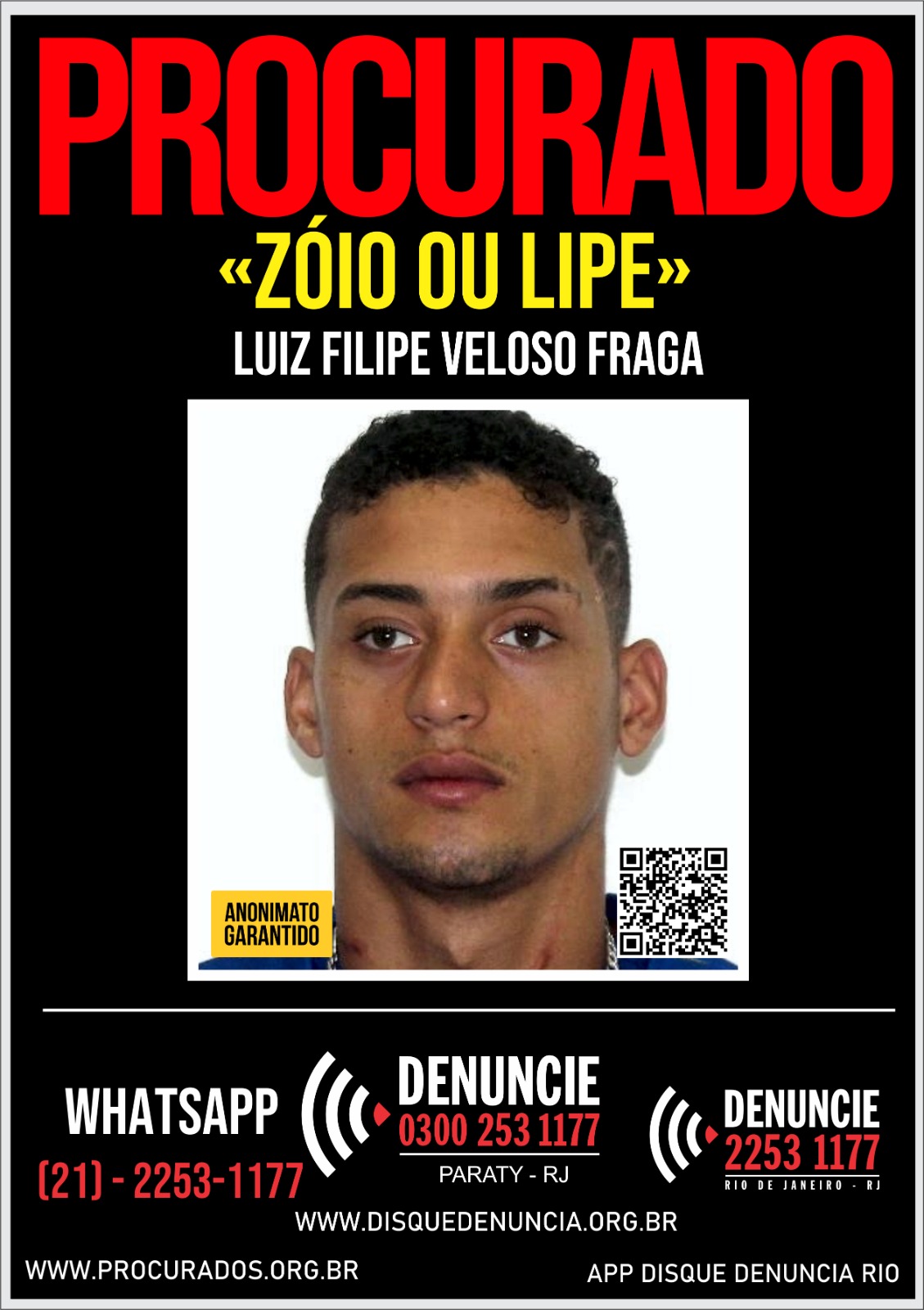 Disque Denúncia divulga procurado por tentativa de homicídio contra policial em Paraty