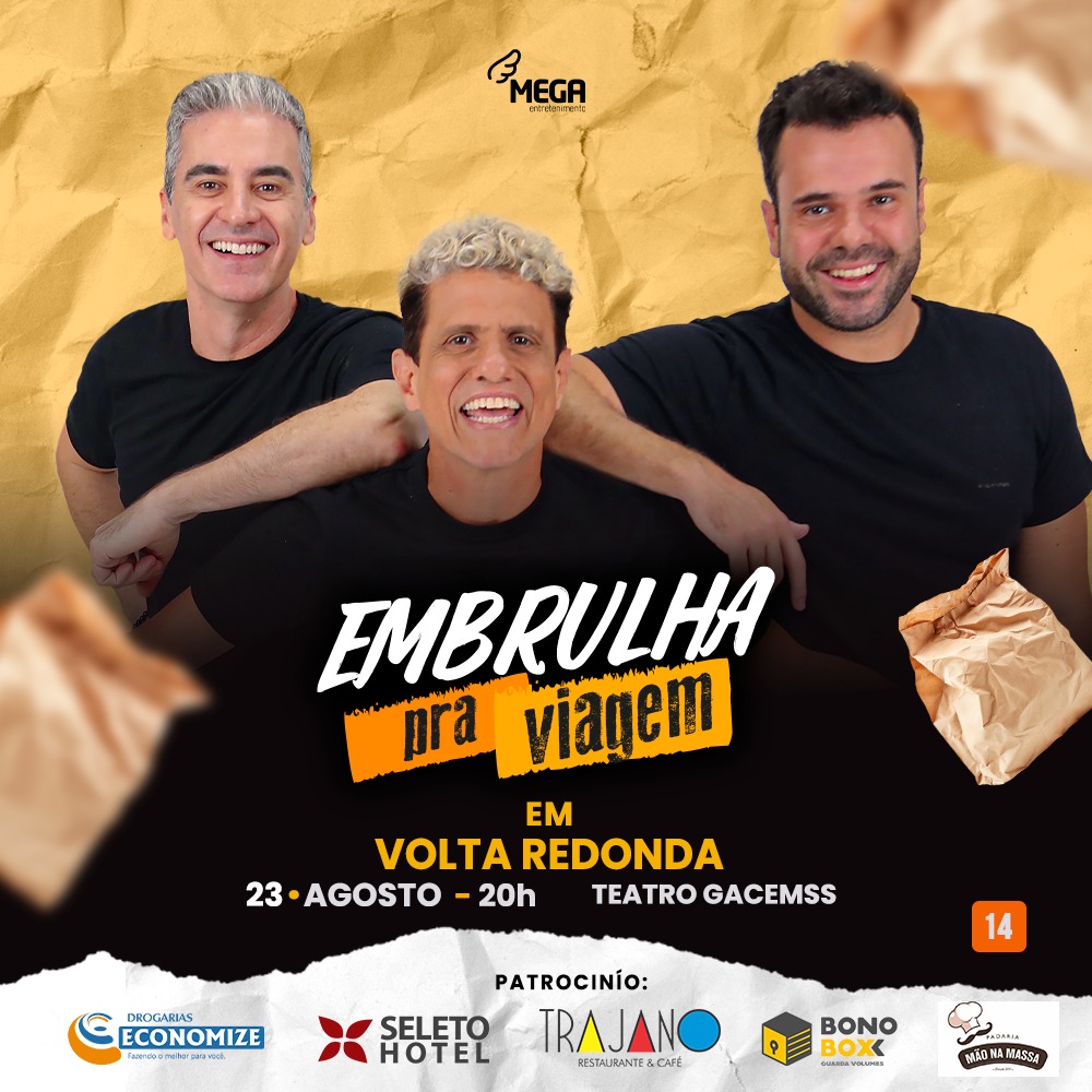 Espetáculo de Humor “Embrulha pra Viagem” chega em Volta Redonda