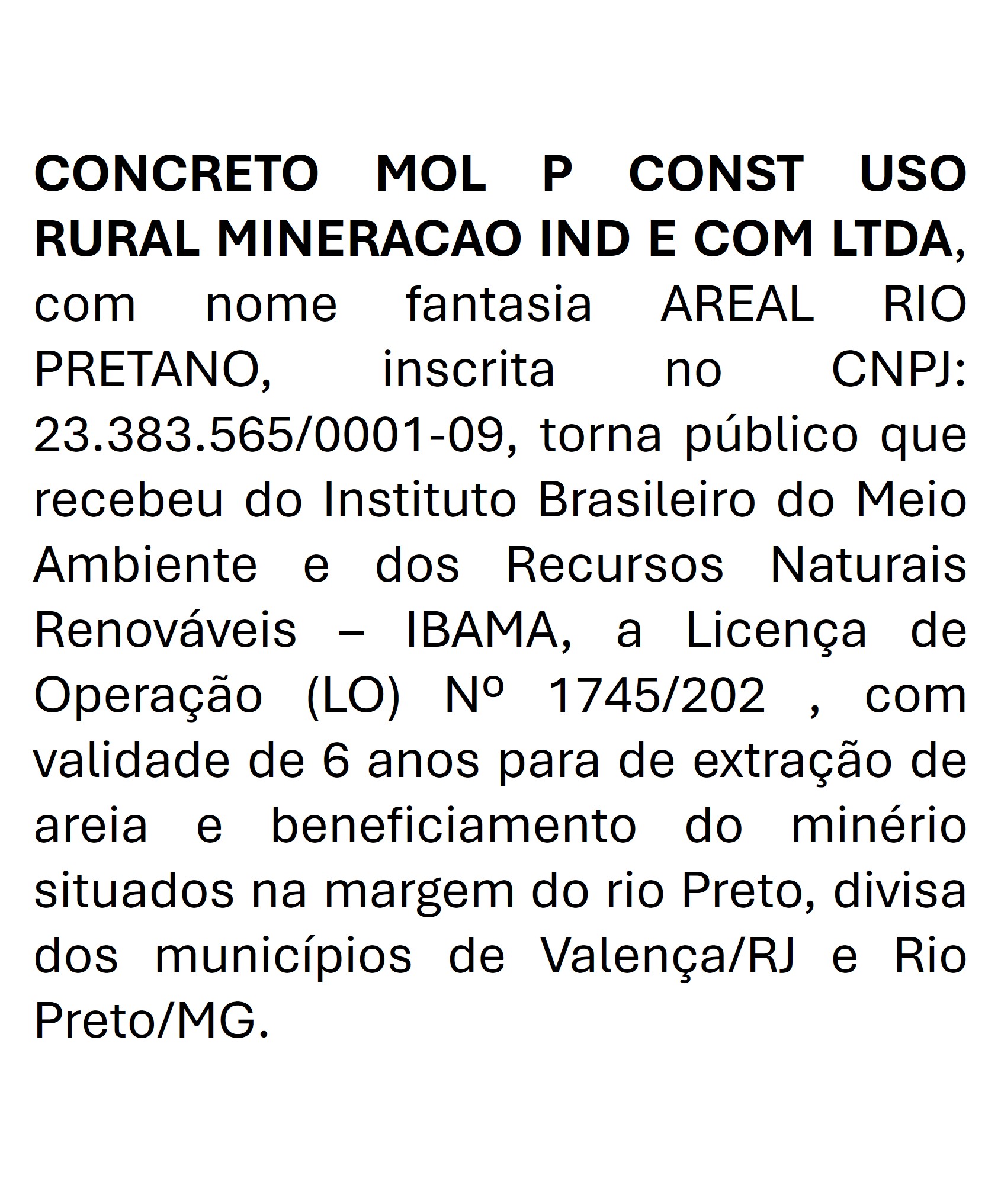 LICENÇA DE OPERAÇÃO (LO) Nº 1745/202