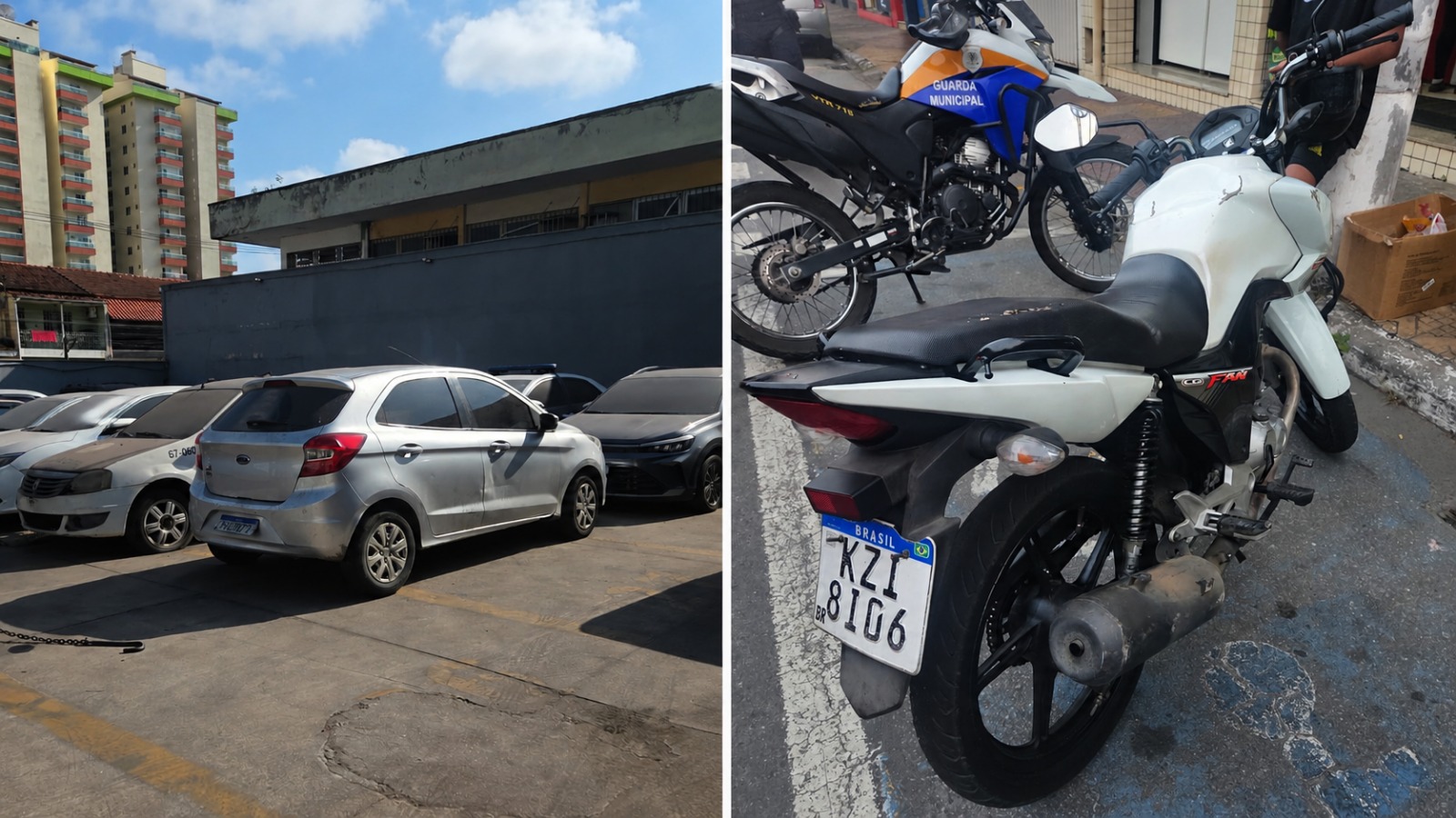 Guarda Municipal recupera carro com restrição e apreende motocicleta com identificação adulterada em Volta Redonda