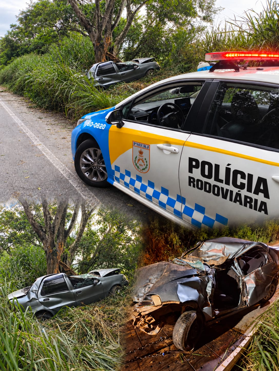 Homem de 32 anos morre após carro bater em árvore na RJ-145, em Piraí